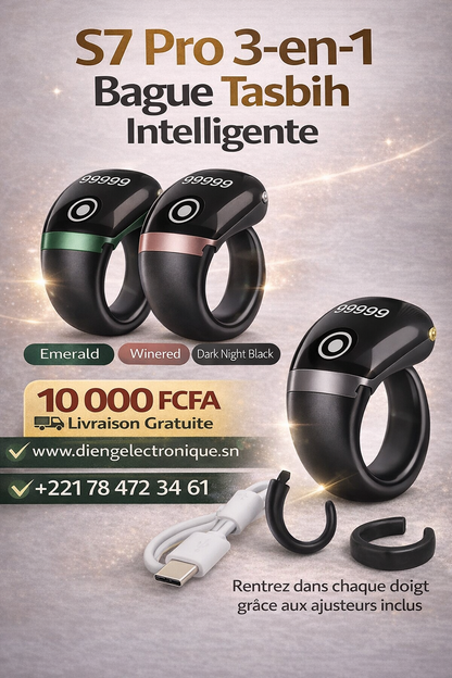 Bague intelligente tasbih 3 en 1 avec anneaux