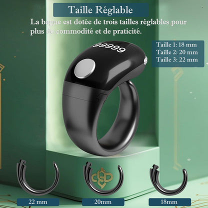 Bague intelligente tasbih 3 en 1 avec anneaux