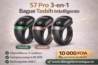 Bague intelligente tasbih 3 en 1 avec anneaux