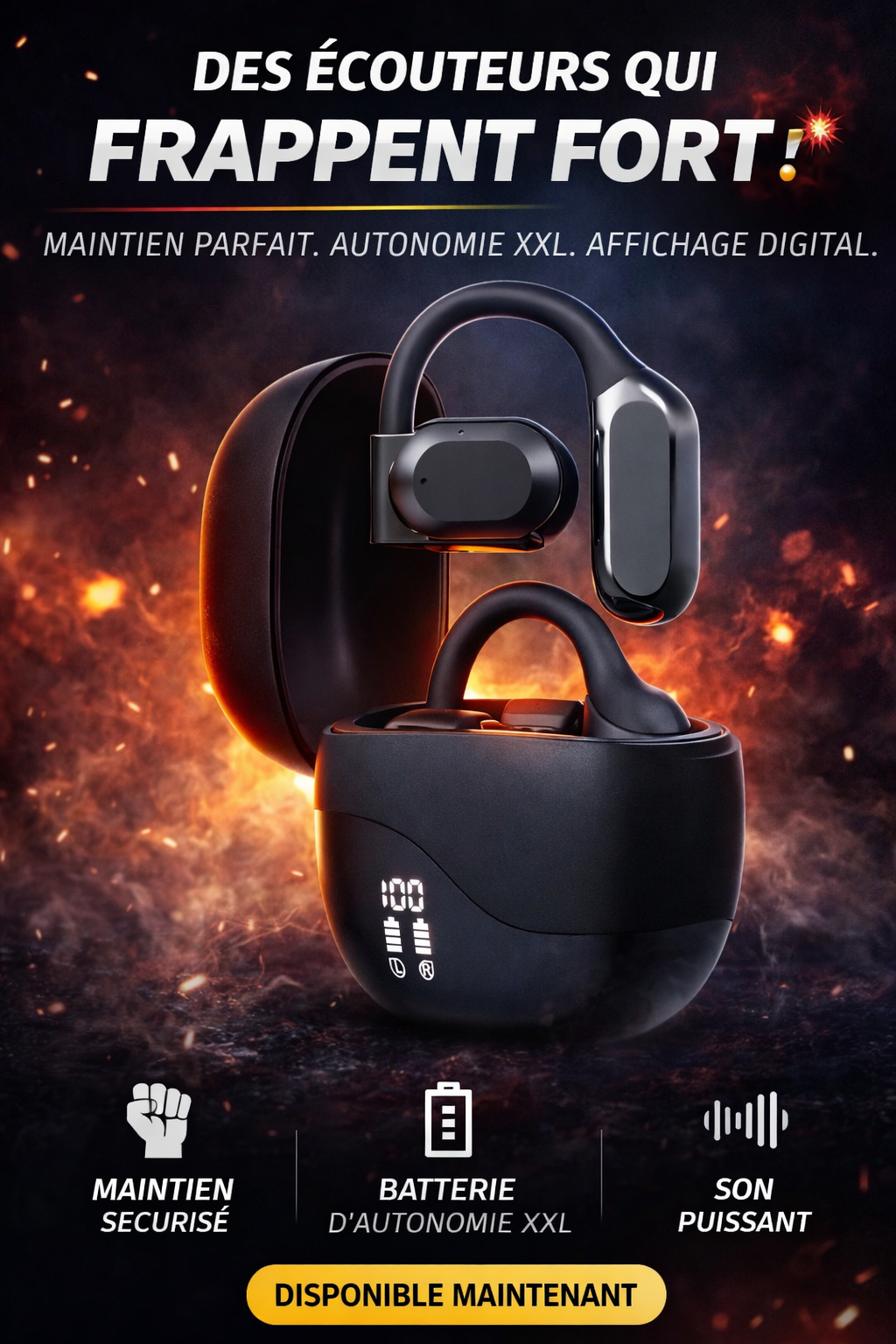 Écouteurs Bluetooth M62 : Confort Absolu, Liberté Totale, Batterie Visible en Temps Réel